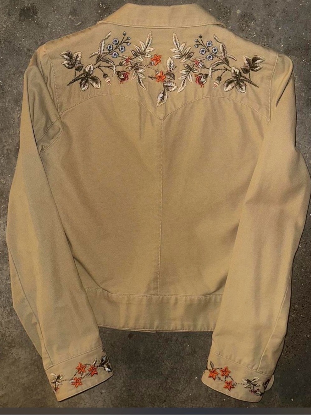 Ralph Lauren Beige Embroidered Western Jean Jacket